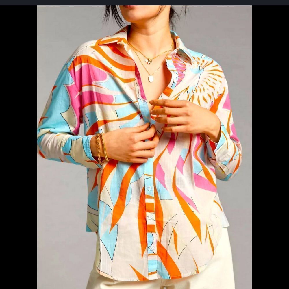 Maeve tropical button down top NWT